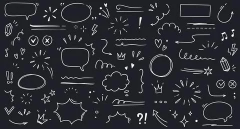 Line highlight brush, text emphasis, underline brush on chalkboard background 스톡 일러스트