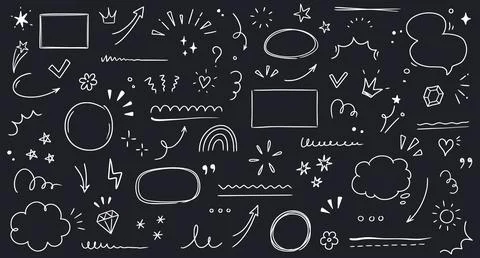 Line highlight brush, text emphasis, underline brush on chalkboard background 스톡 일러스트