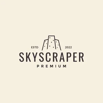 Line hipster skyscraper logo design vector graphic symbol icon illustration.. Ilustração Stock