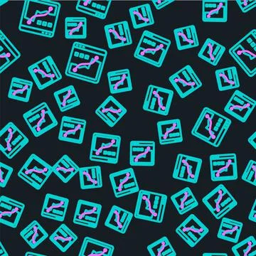 Line Histogram graph photography icon isolated seamless pattern on black Stock Illustration