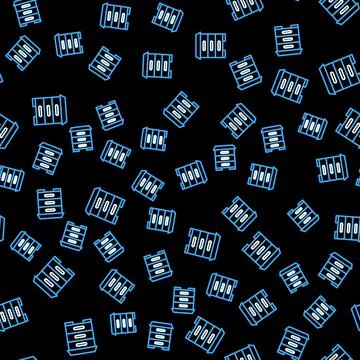 Line Hive for bees icon isolated seamless pattern on black background. Beehive 库存插图