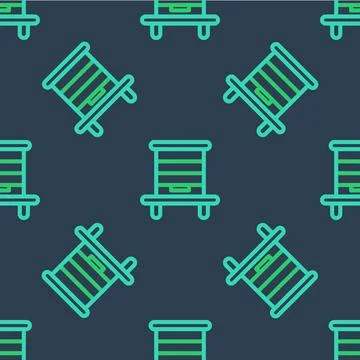 Line Hive for bees icon isolated seamless pattern on blue background. Beehive Ilustración de archivo