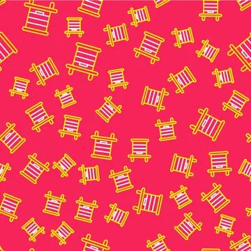 Line Hive for bees icon isolated seamless pattern on red background. Beehive 库存插图
