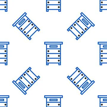 Line Hive for bees icon isolated seamless pattern on white background. Beehive Ilustración de archivo