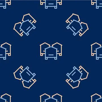 Line Hive for bees icon isolated seamless pattern on blue background. Beehive Ilustración de archivo