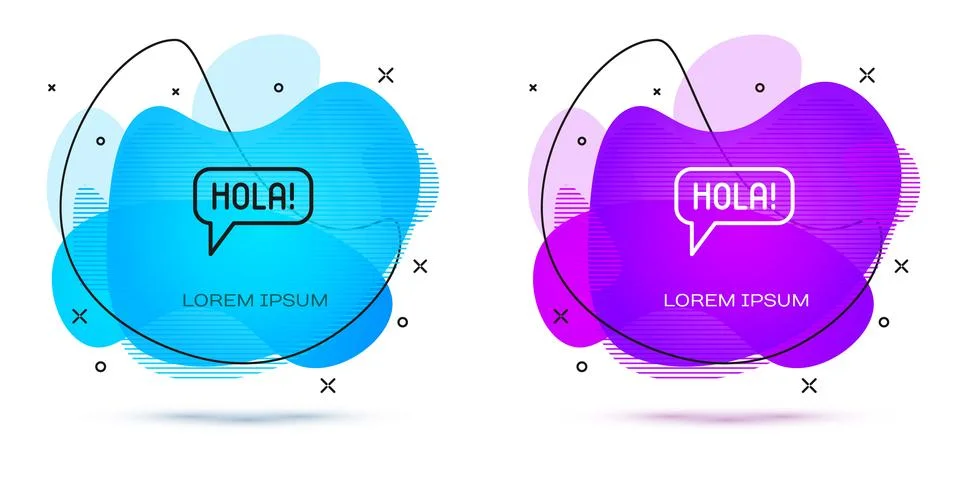 Line Hola in different languages icon isolated on white background. Speech .. Stock Illustration
