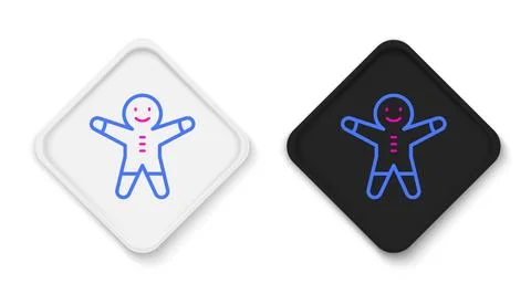 Line Holiday gingerbread man cookie icon isolated on white background. Cookie in Stock Illustration