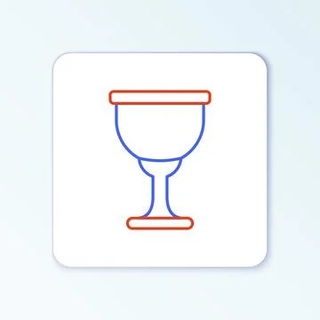 Line Holy grail or chalice icon isolated on white background. Christian chalice Stock Illustration