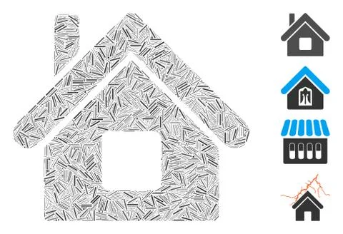 Line Home Icon Vector Collage Illustrazione stock