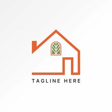Line home reusable window leaf. Related green house environmentally friendly Ilustración de archivo