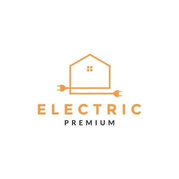 Line home shape with electric cable plug logo symbol icon vector graphic de.. Illustrazione stock