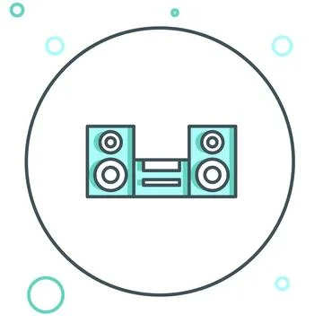 Line Home stereo with two speaker s icon isolated on white background. Musi.. Stock Illustration