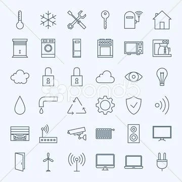 Line Home Technology Icons Set