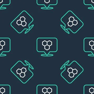 Line Honeycomb bee location map pin pointer icon isolated seamless pattern on 스톡 일러스트
