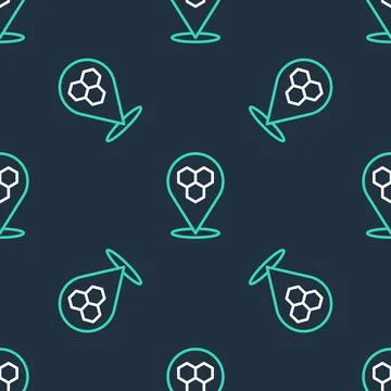Line Honeycomb bee location map pin pointer icon isolated seamless pattern on Stock Illustration