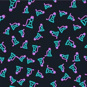 Line Hookah icon isolated seamless pattern on black background. Vector Illustrazione stock