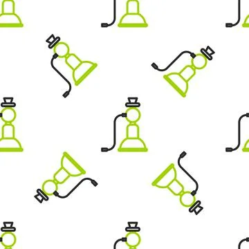 Line Hookah icon isolated seamless pattern on white background. Vector Illustrazione stock
