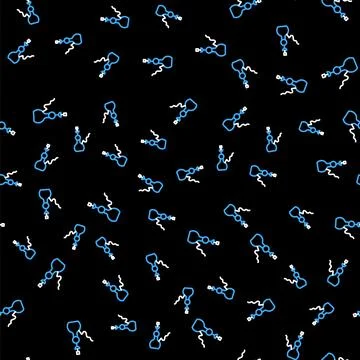 Line Hookah icon isolated seamless pattern on black background. Vector Stock Illustration