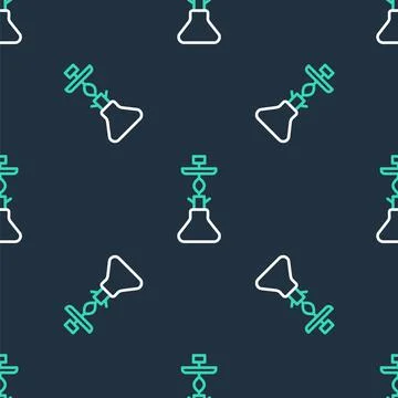 Line Hookah icon isolated seamless pattern on black background. Vector Stock Illustration