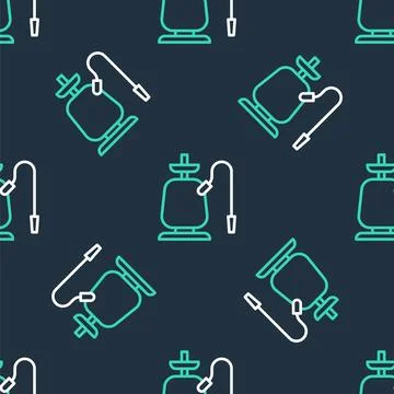 Line Hookah icon isolated seamless pattern on black background.  Vector Stock Illustration