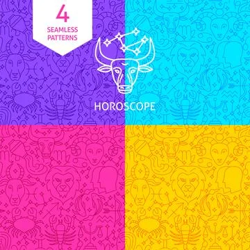 Line Horoscope Patterns Stock Illustration