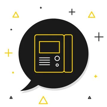 Line House intercom system icon isolated on white background. Colorful outline Stock Illustration
