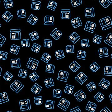 Line House intercom system icon isolated seamless pattern on black background Stock Illustration