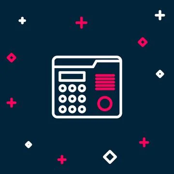 Line House intercom system icon isolated on blue background. Colorful outline Illustrazione stock