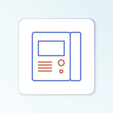 Line House intercom system icon isolated on white background. Colorful outline Illustrazione stock
