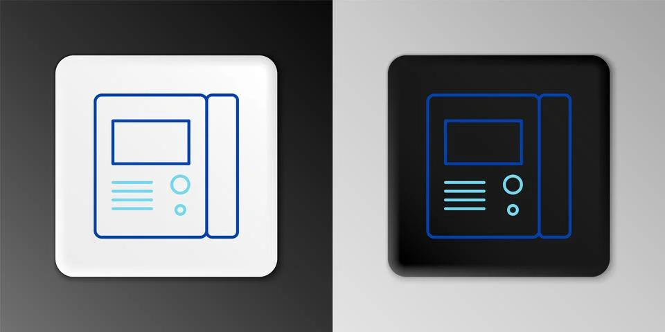 Line House intercom system icon isolated on grey background. Colorful outli.. Stock Illustration