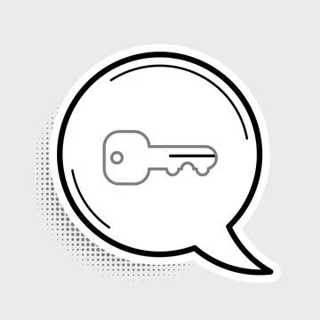 Line House key icon isolated on grey background. Colorful outline concept. .. Stock Illustration