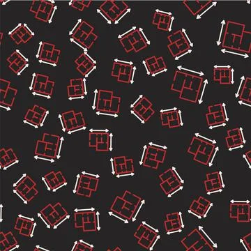 Line House plan icon isolated seamless pattern on black background. Vector Ilustración de archivo