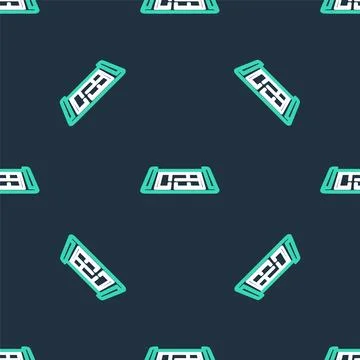 Line House plan icon isolated seamless pattern on black background. Vector Stockillustratie