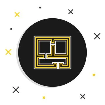 Line House plan icon isolated on white background. Colorful outline concept.. Stock Illustration