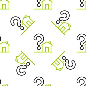 Line House with question mark icon isolated seamless pattern on white background Stock Illustration