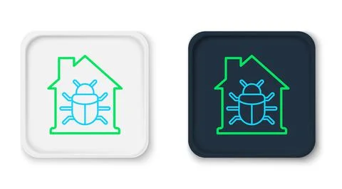 Line House system bug concept icon isolated on white background. Code bug Illustrazione stock