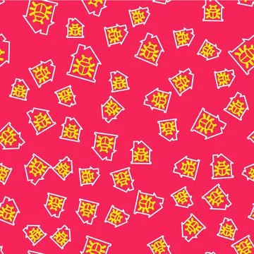 Line House system bug concept icon isolated seamless pattern on red background Stock Illustration