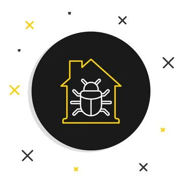 Line House system bug concept icon isolated on white background. Code bug 스톡 일러스트