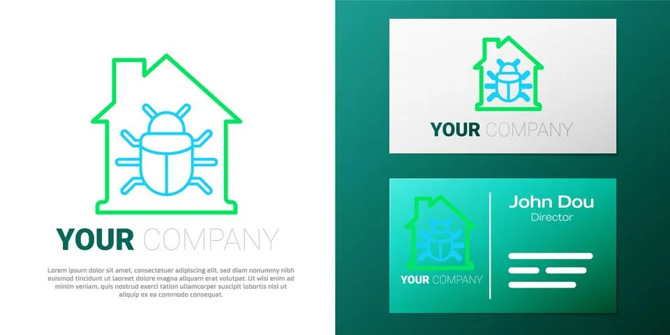 Line House system bug concept icon isolated on white background. Code bug Illustrazione stock