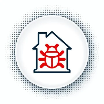 Line House system bug concept icon isolated on white background. Code bug Stock Illustration