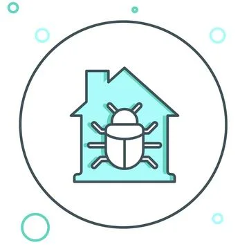 Line House system bug concept icon isolated on white background. Code bug c.. Illustrazione stock