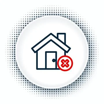 Line House with wrong mark icon isolated on white background. Home and close Stock Illustration