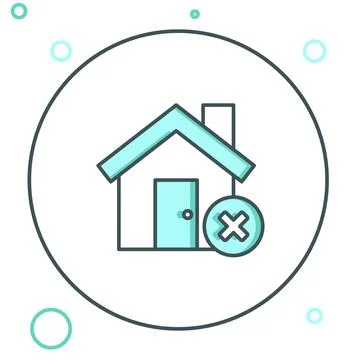 Line House with wrong mark icon isolated on white background. Home and clos.. Stock Illustration