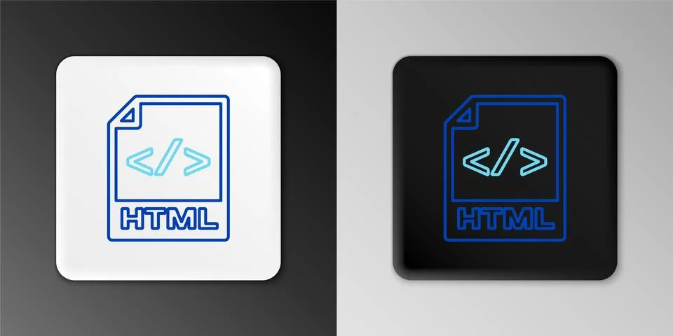 Line HTML file document. Download html button icon isolated on grey background Illustrazione stock