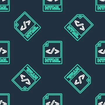 Line HTML file document. Download html button icon isolated seamless pattern on イラスト素材
