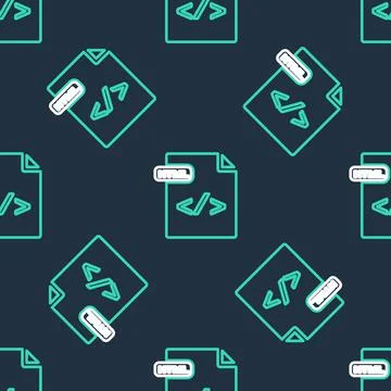 Line HTML file document. Download html button icon isolated seamless pattern on イラスト素材