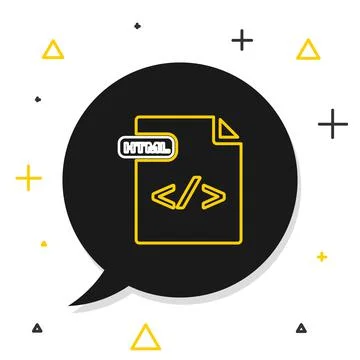 Line HTML file document. Download html button icon isolated on white background Stock Illustration