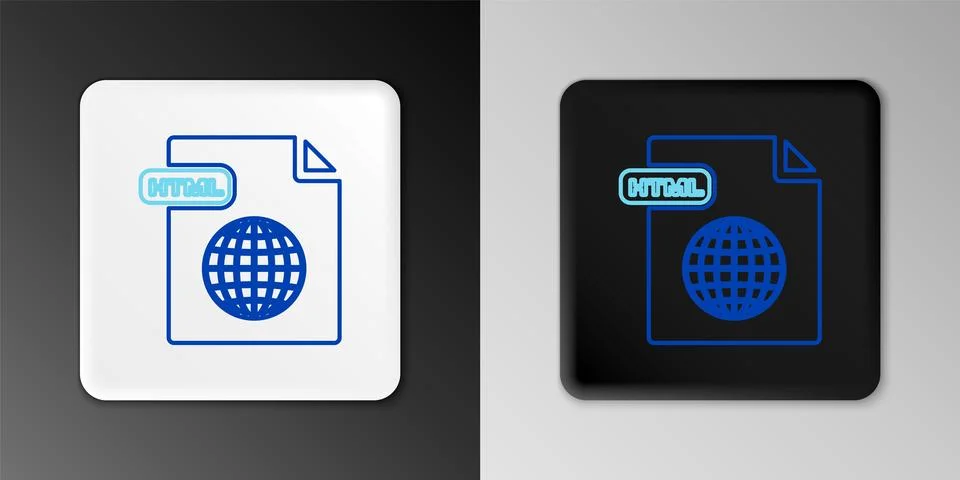 Line HTML file document. Download html button icon isolated on grey backgro.. Illustrazione stock