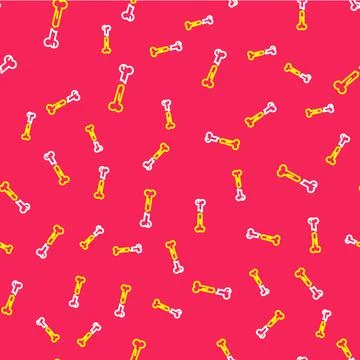 Line Human broken bone icon isolated seamless pattern on red background. Vector Stockillustratie