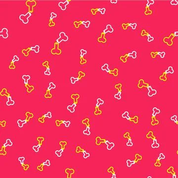 Line Human broken bone icon isolated seamless pattern on red background. Vector Stockillustratie